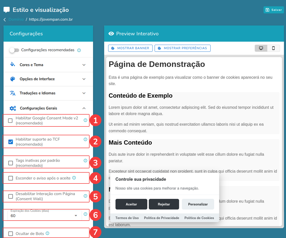 Configurações Gerais