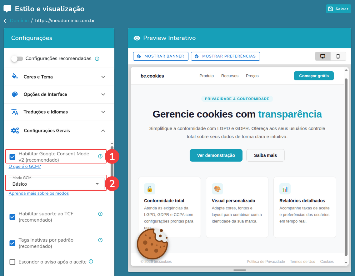 Ativando o Google Consent Mode nas Configurações
