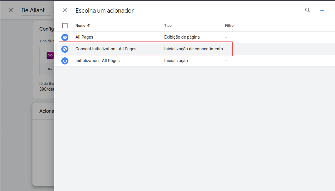 Configurar gatilho obrigatório no GTM