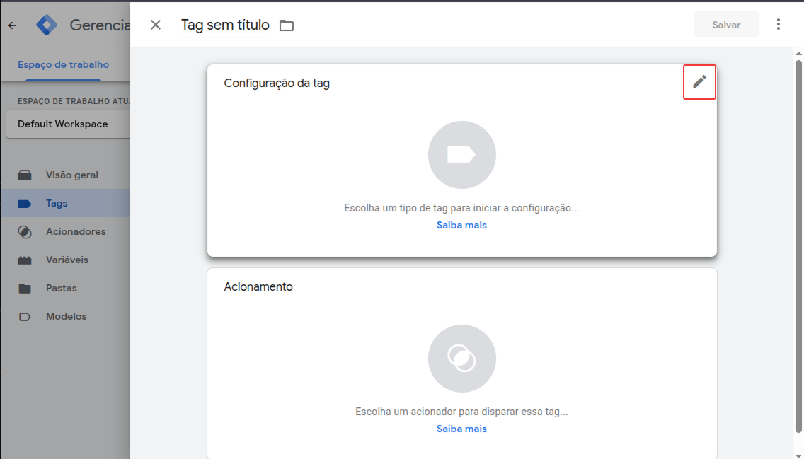 Escolher template do Be Aliant no GTM