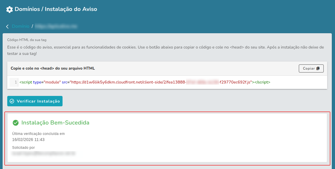 Instalação Verificada com Sucesso