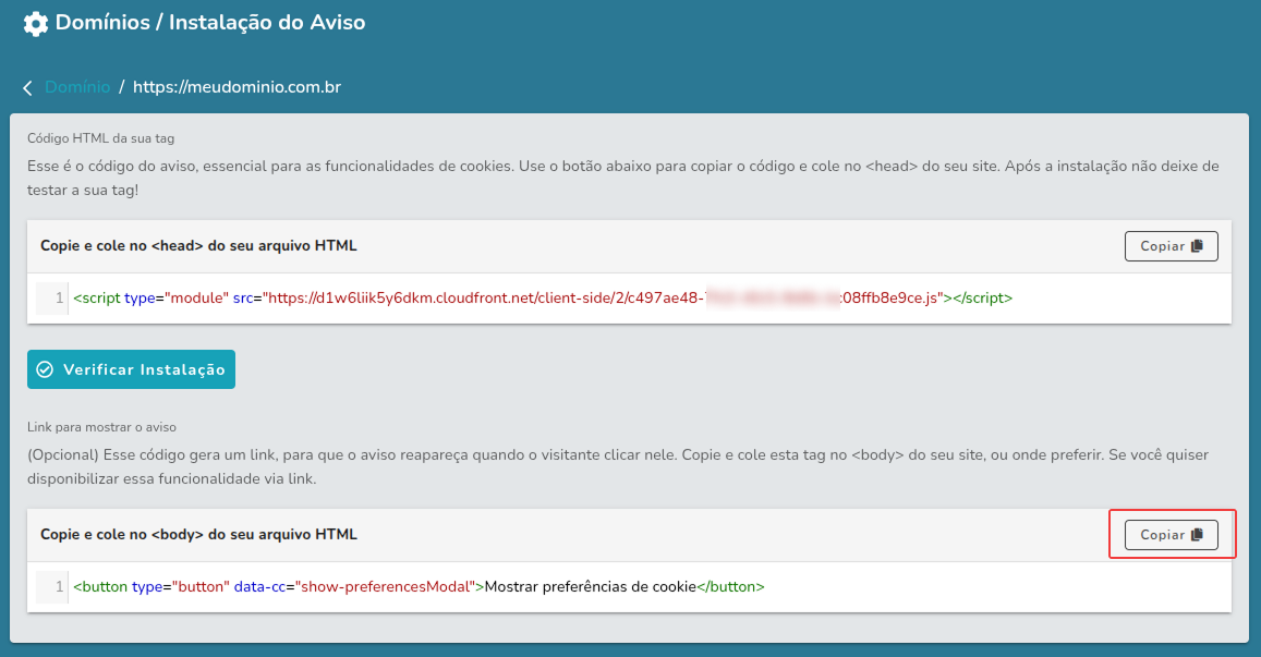 Mostrar botão de preferências