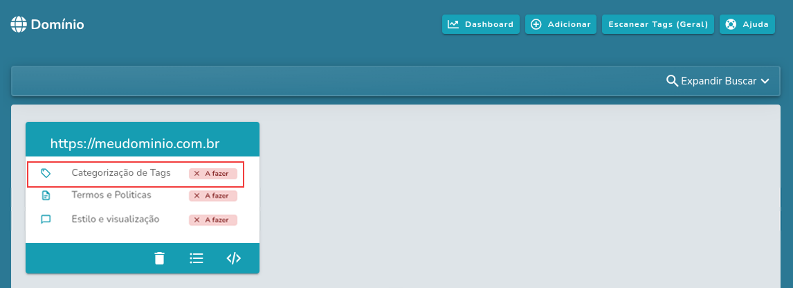 Botão de Categorização de Tags