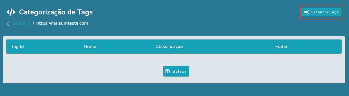 Botão de Escanear Tags